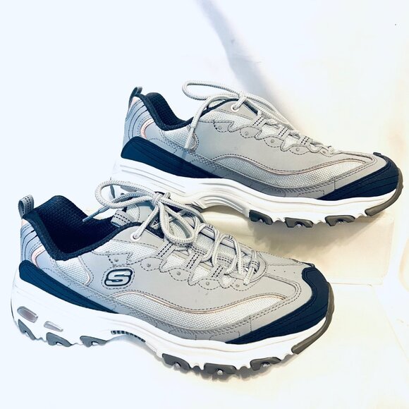 Skechers D' Lites Air Cooled Memory Foam Sneakers-Sz. 9 1/2-Two Tone Blue/Peach - Picture 1 of 16